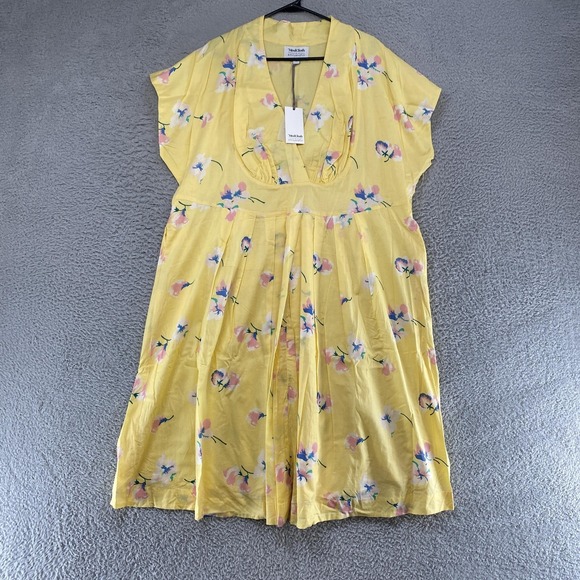 ModCloth x emilyandfin Dresses & Skirts - ModCloth X Emilyandfin Dress Womens 3X Yellow Babydoll Floral Fit Flare Midi